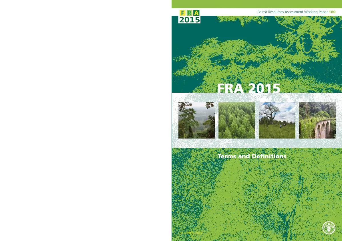 The Forest Resources Assessment ProgrammeThe Global Forest Resources A
