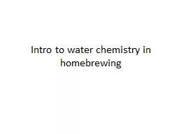 Intro to water chemistry in