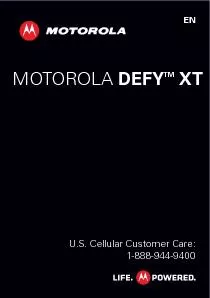 MOTOROLA U.S. Cellular Customer Care:1-888-944-9400