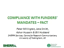 COMPLIANCE WITH FUNDERS’ MANDATES –