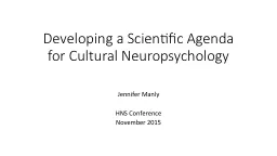 Developing a Scientific Agenda for Cultural Neuropsychology