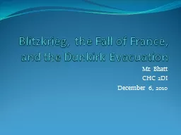Blitzkrieg, the Fall of France, and the Dunkirk Evacuation