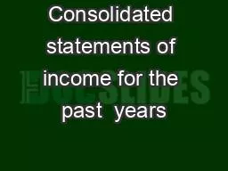 Consolidated statements of income for the past  years