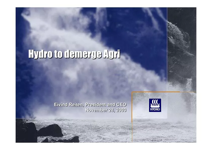 Hydro to demerge AgriHydro to