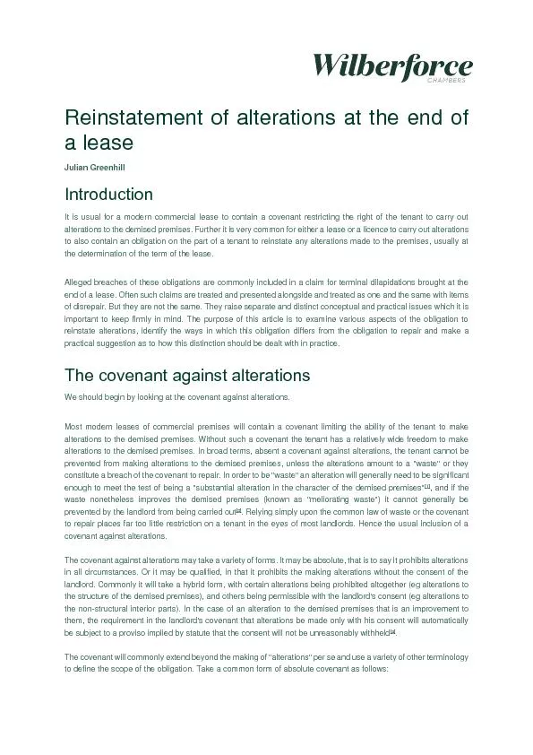 Reinstatement of alterations at the end of