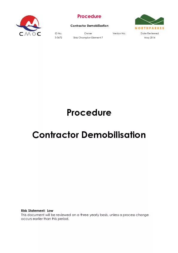 Contractor Demobilisation