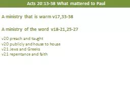 Acts 20:13-38 What mattered to Paul