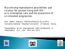 Maximising reproductive possibilities and choices for women