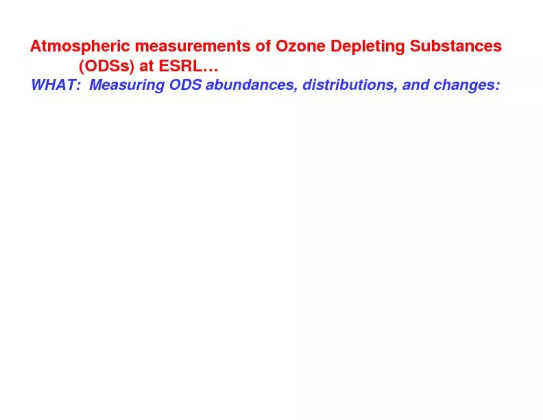 Atmospheric measurements of Ozone Depleting Substances (ODSs) at ESRL
