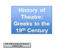 History of Theatre: Greeks to the 19