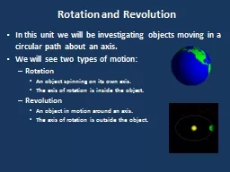 Rotation and Revolution