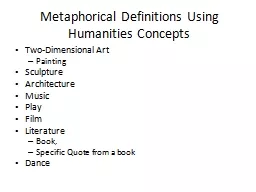 Metaphorical Definitions Using Humanities Concepts