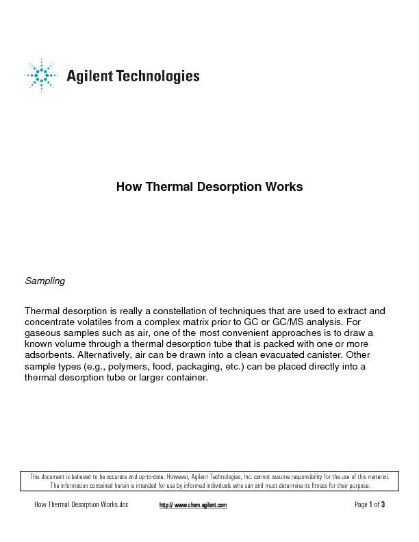 How Thermal Desorption Works