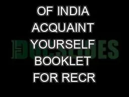 STATE BANK OF INDIA ACQUAINT YOURSELF BOOKLET FOR RECR
