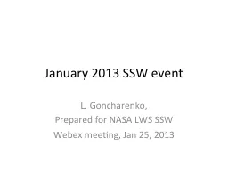 January 2013 SSW event