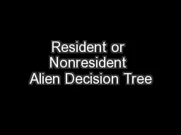 Resident or Nonresident Alien Decision Tree
