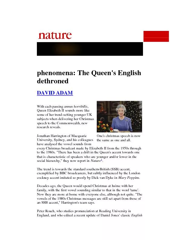 The Queen's English dethroneDAVID ADAM