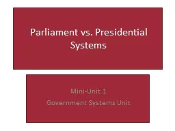 Parliament vs. Presidential Systems
