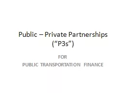 Public – Private Partnerships