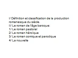 I/ Définition et classification de la production romanesqu