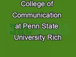 College of Communication at Penn State University Rich
