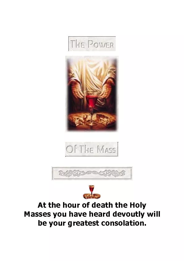 At the hour of death the Holy