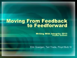 Moving From Feedback to