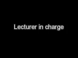 Lecturer in charge