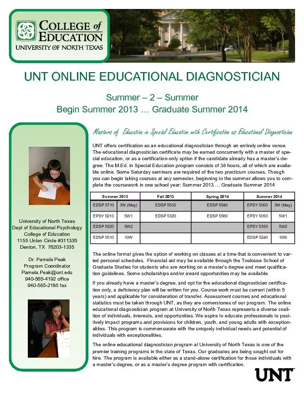 Begin Summer 2013 … Graduate Summer 2014