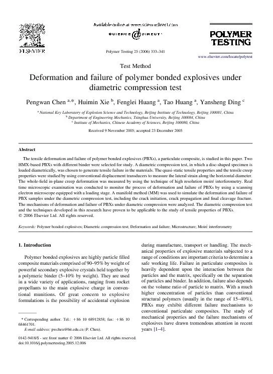 TestMethodDeformationandfailureofpolymerbondedexplosivesunderdiametric