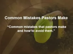 Common Mistakes Pastors
