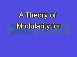 A Theory of Modularity for
