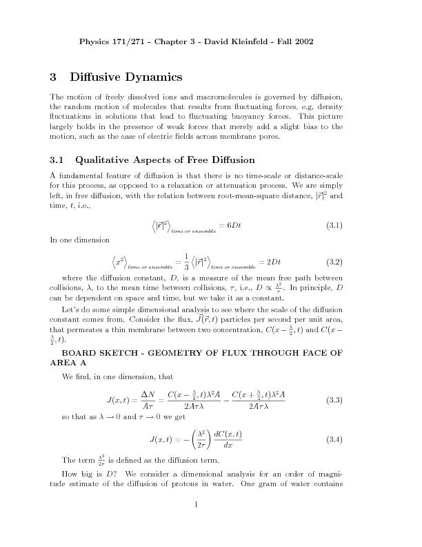 Physics171/271-Chapter3-DavidKleinfeld-Fall2002DiusiveDynamicsThemoti
