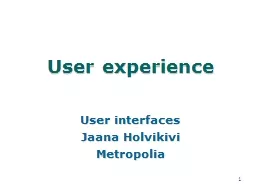 1 User experience