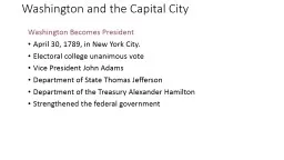 Washington and the Capital City