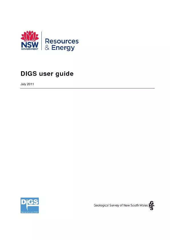 DIGS user guide                           July 2011