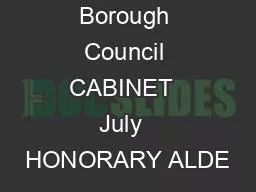 Eastleigh Borough Council CABINET  July  HONORARY ALDE