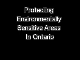 Protecting Environmentally Sensitive Areas In Ontario