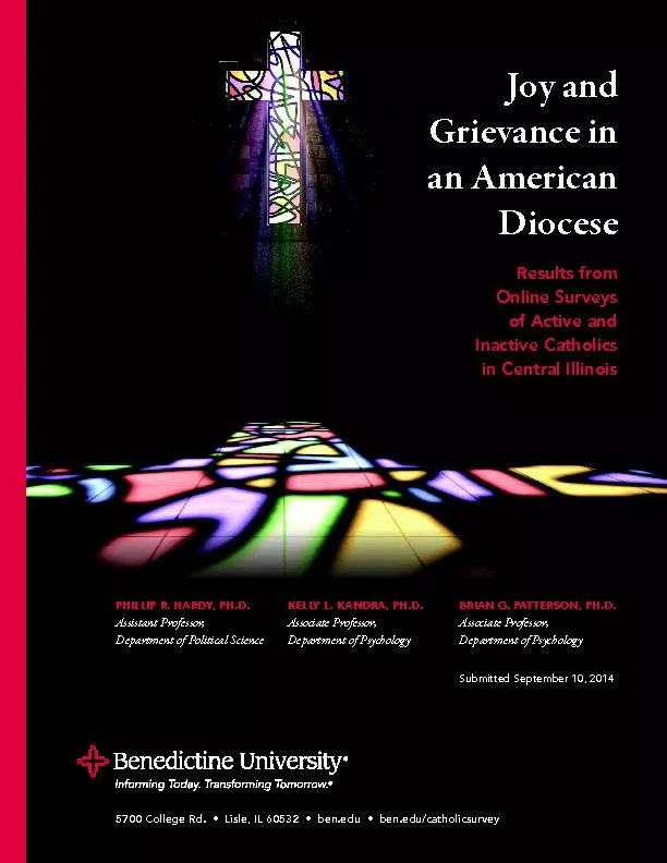 Joy and Grievance in an American DioceseResults from Online Surveysof