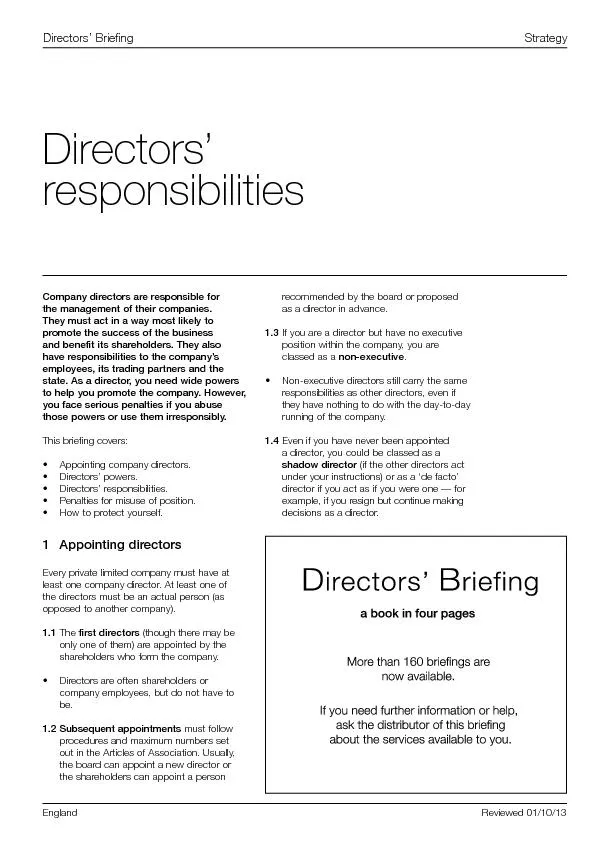 Company directors are responsible for