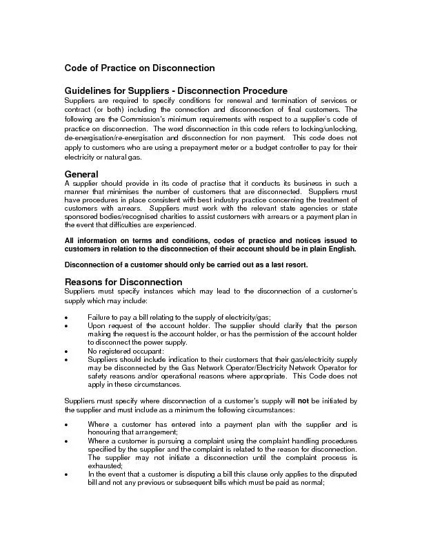 Code of Practice Guidelines for Suppliers - DiSuppliers are required t
