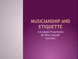 Musicianship and Etiquette