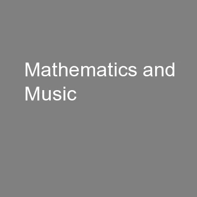 Mathematics and Music