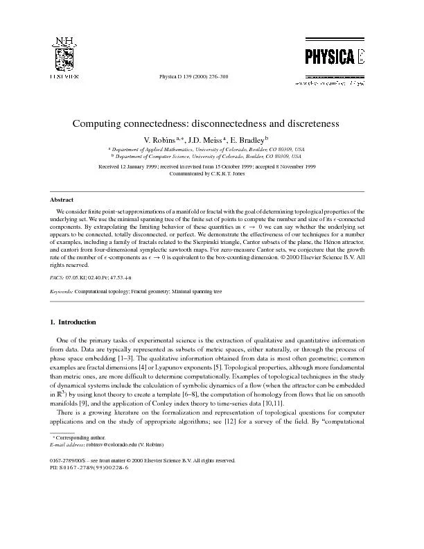 Computingconnectedness:disconnectednessanddiscretenessV.Robins,J.D.Mei