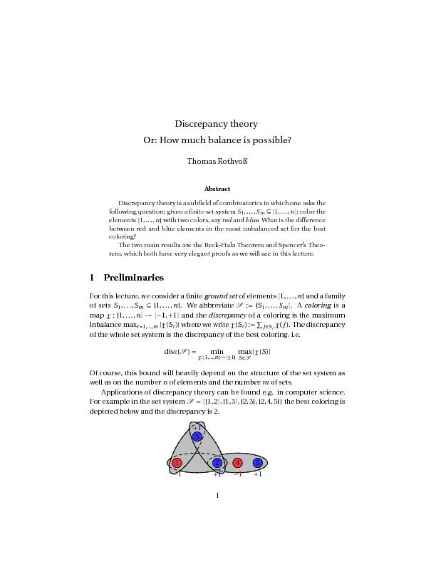 DiscrepancytheoryOr:Howmuchbalanceispossible?ThomasRothvo