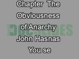 Chapter  The Obviousness of Anarchy John Hasnas You se