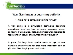 War Gaming as a Learning activity