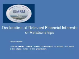 Declaration of Relevant Financial Interests or Relationship