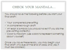 Check your Mandala…