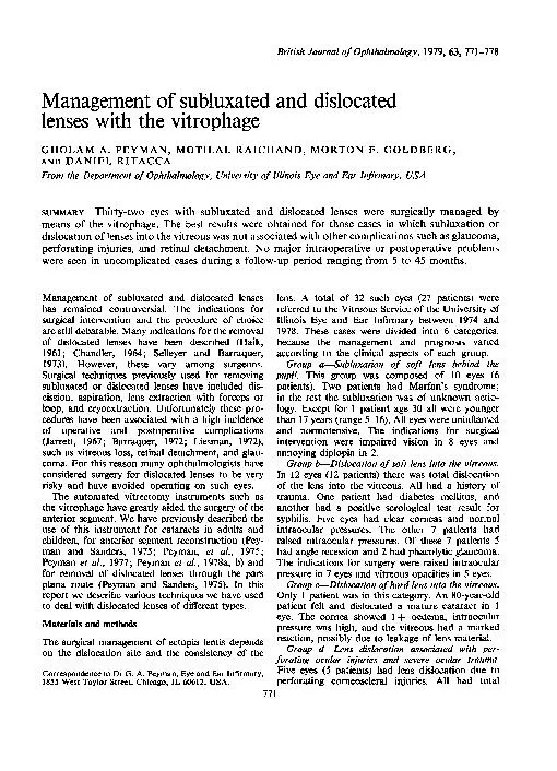 BritishJournalofOphthalmology,1979,63,771-778Managementofsubluxatedand